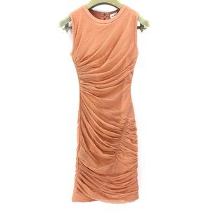 Hervé Léger Nude Tan Mesh Layered Sleeveless Bandage Form Fitting Mini Dress XS